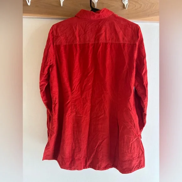 J.Jill Corduroy Tunic Top – Medium Petite – Orange Button-Front - Picture 6 of 9